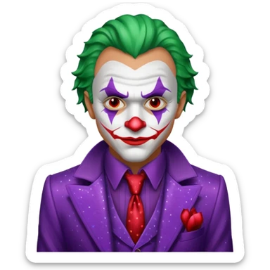 Glitter RED and White Joker Gangster  sticker