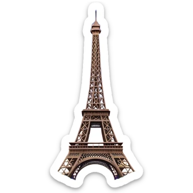 Cinematic Realistic Eiffel Tower Landmark Emoji, featuring the iron lattice structure illuminated against a twilight Parisian sky sticker