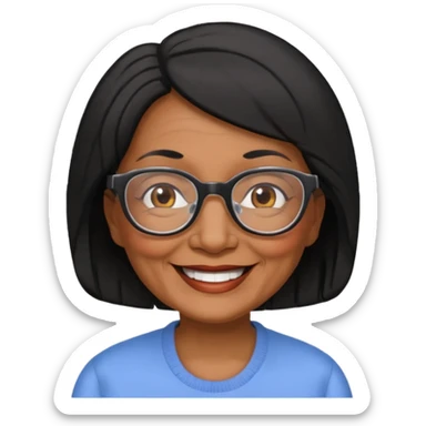 Old Lady 54 age black hair sticker