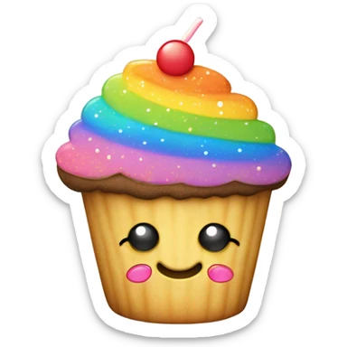 Cupcake with rainbow sprinkles and a sugar cookie on top sticker