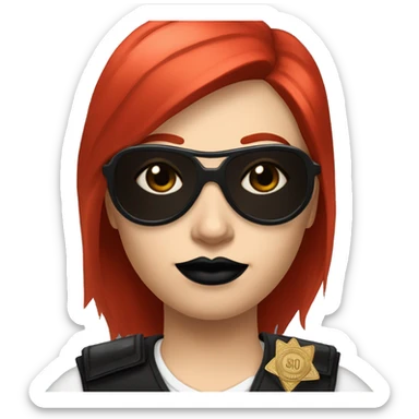 A BSCO (GTA) sheriff with red hair and aviators and black lipstick sticker