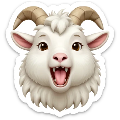 cinematic-cute-yawning-white-goat-portrait-emoji,-head-tilted-slightly-with-a-dramatic,-wide-open-yawn,-showcasing-a-soft,-downy-white-fur-with-delicate-horns-and-gently-drooping-ears,-round-eyes-barely-open-in-drowsy-contentment, sticker