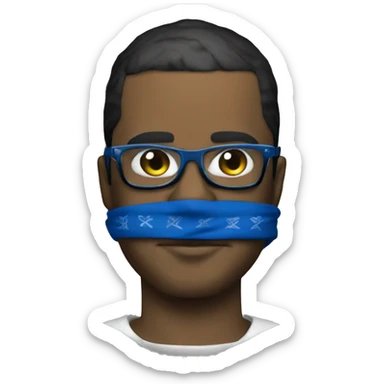 gta syle gangster with blue bandana, blue chain, and glasses  sticker