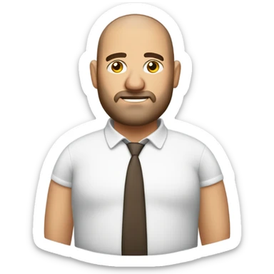 fat italian business man, with brown buzz cut and a stubbled beard. sticker