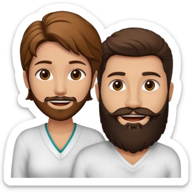 Una mujer con pelo castaño y ojos marrones y un hombre con pelo negro y barba sticker