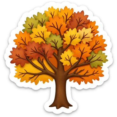 Fall tree with beautiful autumn colors, felt texture, scrapbooking sticker