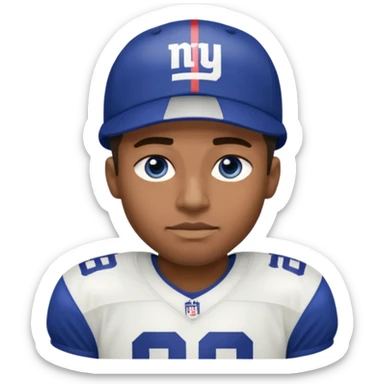 Black man with blue eyes in a NY giants jersey sticker