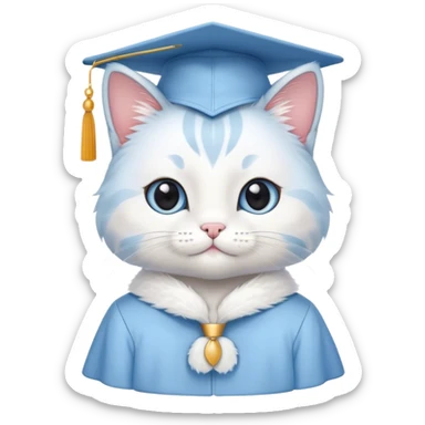CUTE CAT in LIGHT BLUE graduation uniform  sticker