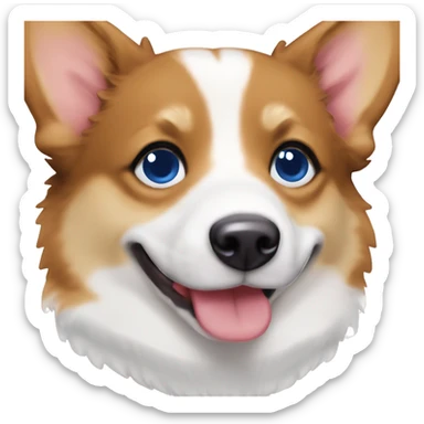Pembroke welsh tricolor corgi with one blue eye one brown smiling sticker