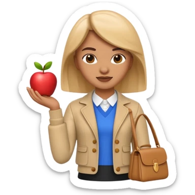 A 3D emoji with a apple Memoji style that the depicts a person who is learning to become a fashionista as her highchool extended profile. She is young in a highschool age. sticker