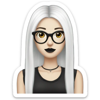 Tall-white-goth-girl-dark-hair-with-glasses sticker