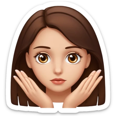 Fais moi une fille brune avec les yeux marrons, qui ce mort un doigt avec un regard coquin. sticker