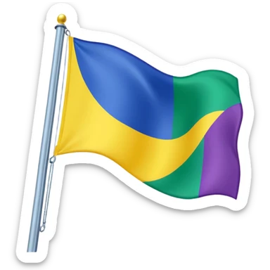 Bandera color azul amarillo morado y verde, seccionada en 4 partes iguales sticker