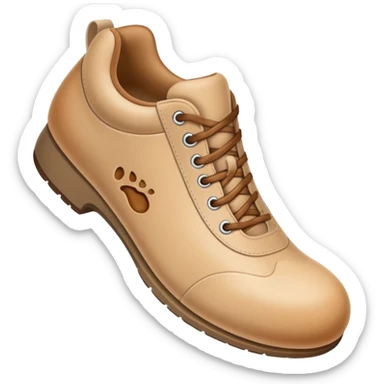 a full human leg with a sneakered foot pressing down on the ground. The shoe sole touches the floor, and directly beneath it a fresh shoe print is clearly visible. Rounded, glossy, smooth, soft shadows, white background.





 sticker