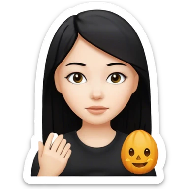 Chica blanca con pelo negro y liso  sticker