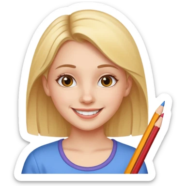 Girl coloring with pencils sticker