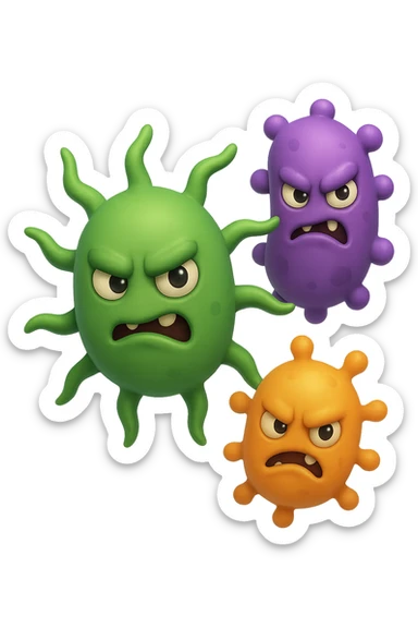 emoji 3d stile iphone di tre batteri intestinali cattivi 3d sticker