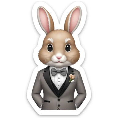elegant rabbit wearing a formal suit and bow tie sticker