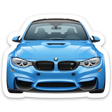 Make me an emoji with a blue bmw M3 and some kind of sign that says ‘W LZR’ sticker