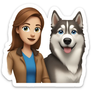 Woman brown hair blue eyes with Husky Copper beige  sticker