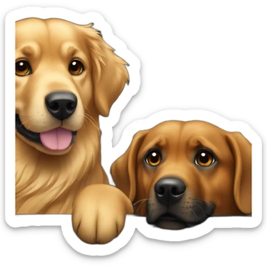 Golden retriever and rottweiller in a dark cabriolet sticker