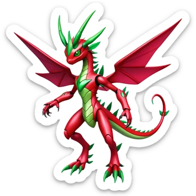  Cool Edgy Shiny Futuristic Ethereal Legendary Scizor-Digimon-Schyther-Flygon-hybrid full body sticker