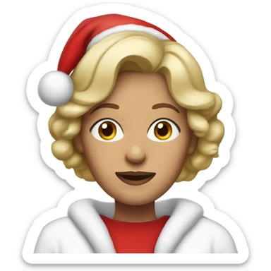 blonde middle aged woman with brown eyes dressed as santa claus sticker
