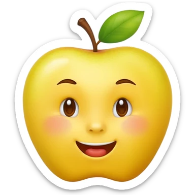 Yellow apple emoji biting lip and raising one eyebrow sticker