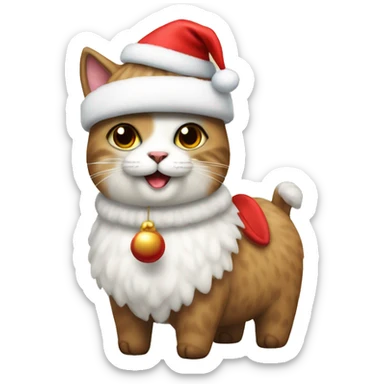 Cat wearing a Santa hat riding an alpaca sticker