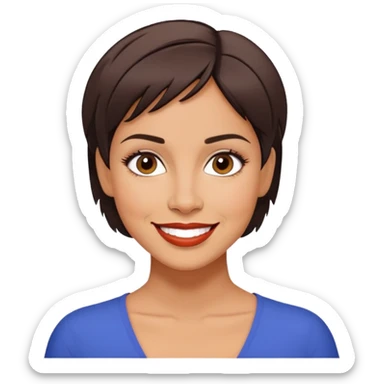 Marian Pabón, Puerto Rican actress with characteristic short hair, friendly smile, expressive face, Latina features sticker