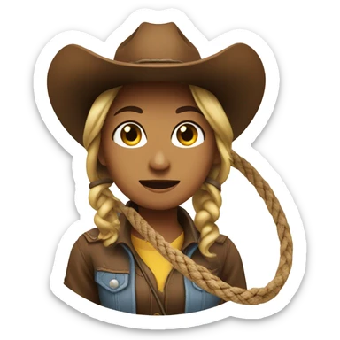 A cowgirl with a lasso sticker