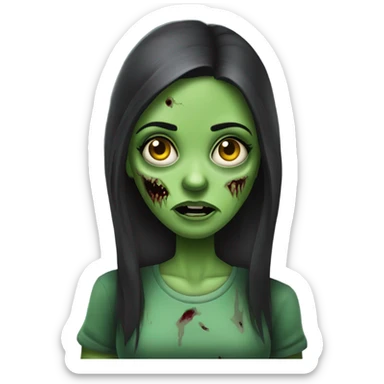 Brunette zombie girl in horror zombie green sticker