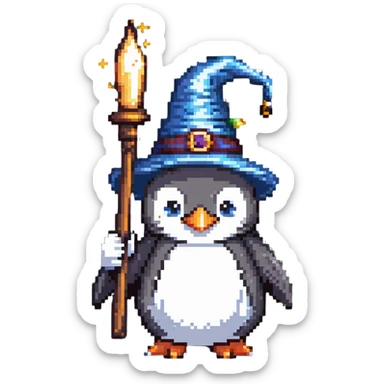 penguin wizard with magical powers sticker