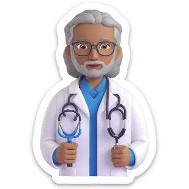 mature 60 year old doctor with stethoscope, gray hair, medium-dark tan skin tone, cinnamon skin, professional looking but not elderly sticker