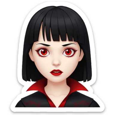quero a foto de uma vampira com franja de cabelo preto sticker