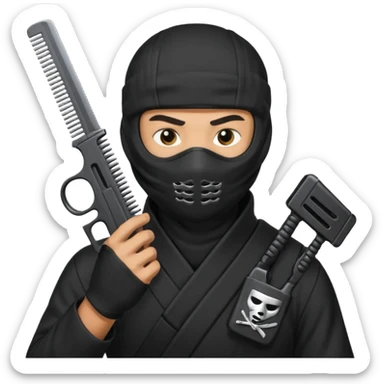 Créame este emoji 🥷🏾 con una glook y peine estendido en la mano  sticker