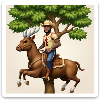 lebron riding a tree like a bull rider sticker