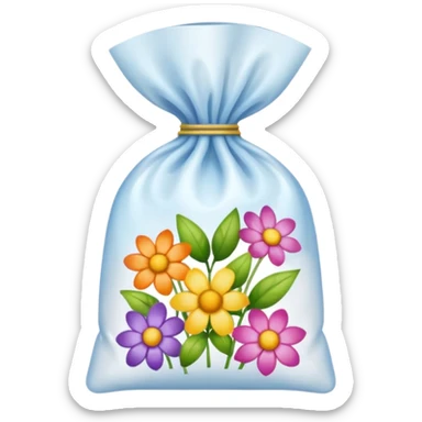 sac plastique noué et gonflé pour tamponner la peinture et créer de magnifiques fleurs colorées. sticker