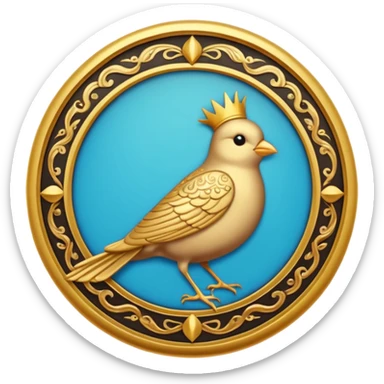 circular achievement style badge for early bird featuring a bird inside and a royal border  sticker