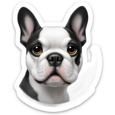 French-bulldog-Black and white with a circled black mark on the center of his head sticker