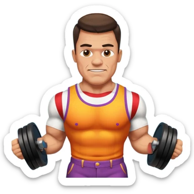 Strongman with Weights in circus sticker