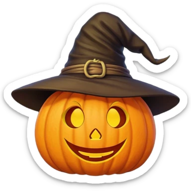 Cute Pumpkin wearing a witch hat sticker