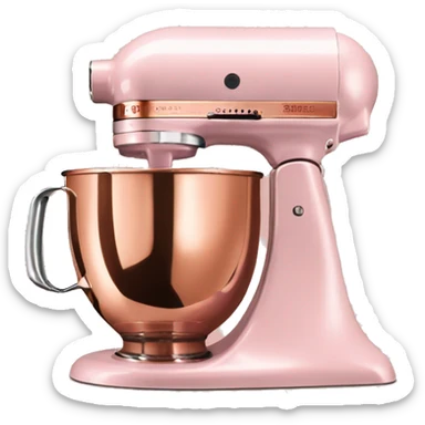 Realistic pastel pink and metallic copper kitchenaid mixer. sticker