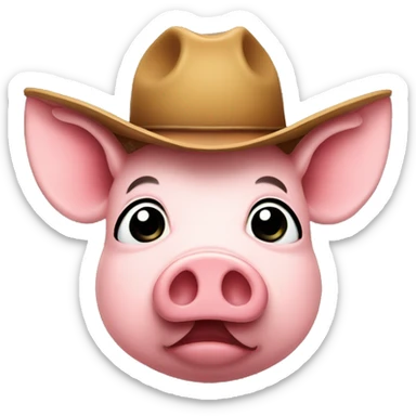 Pig with a cowboy hat on sticker