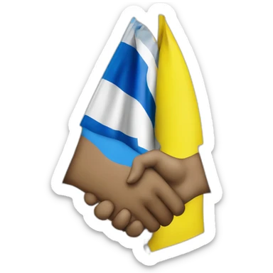 Ukrainian flag shakes hands with Israeli flag sticker