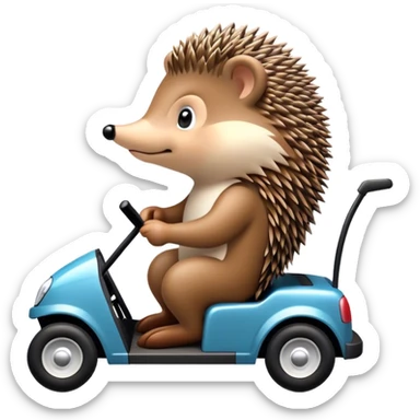 Hedgehog on a golf cart sticker