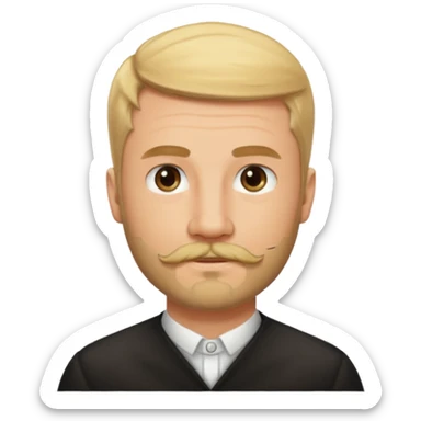 short blond hair clean cut mustache and beard 5ft 9 140lbs titian sticker