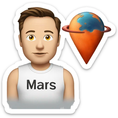 Elon musk wearing a T shirt with “I ❤️ MARS” on the front sticker