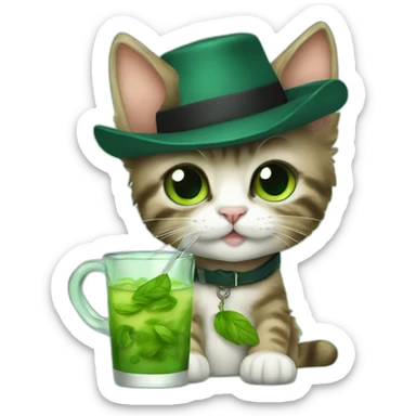 baby sherlock holmes cat drinking mojito sticker