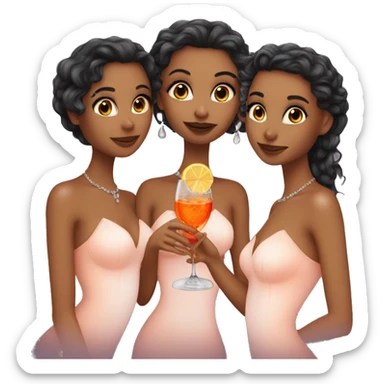 Three beautiful mermaids (light skin) drinking aperol sticker